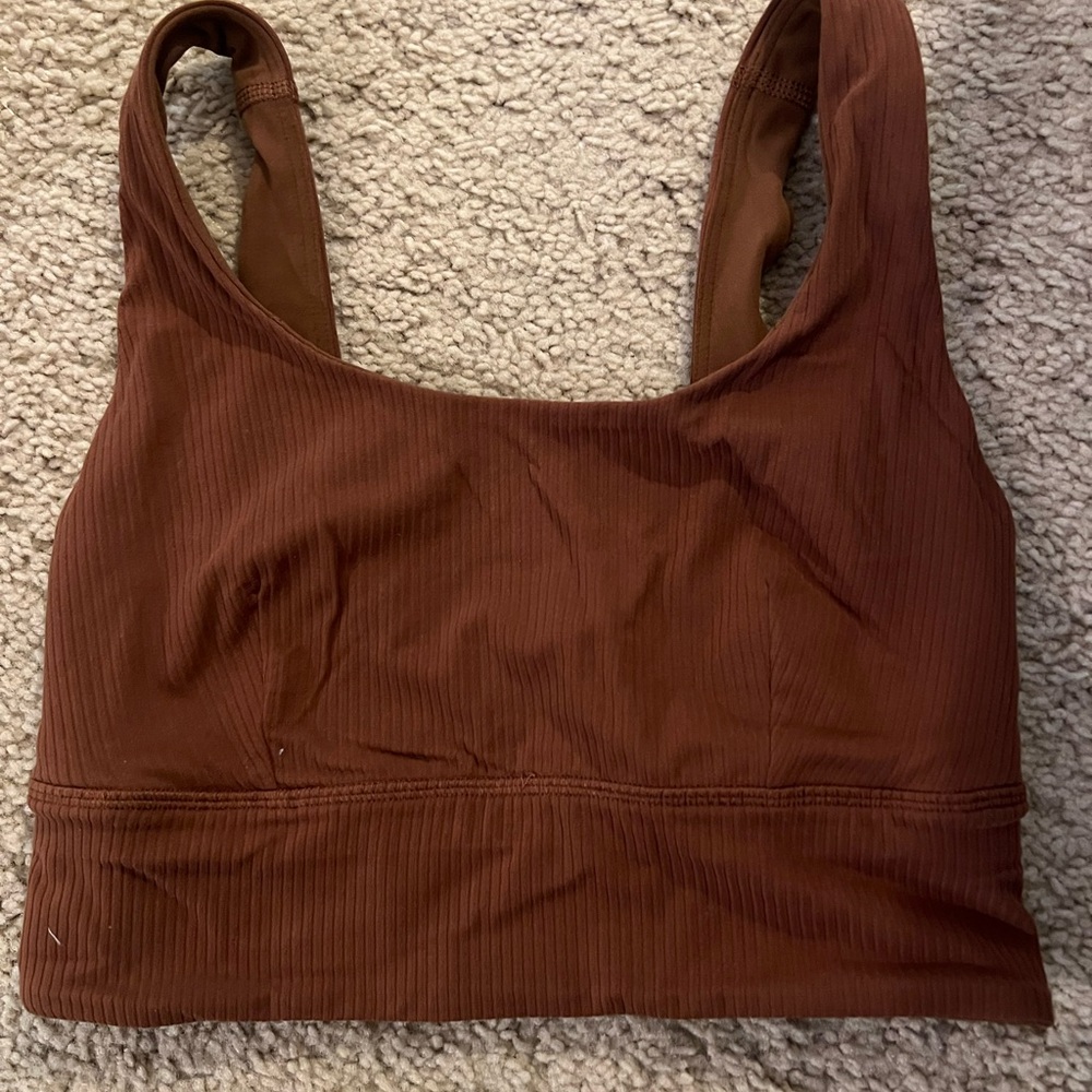 Women's Lululemon Brown Ribbed Align Sports Bra Size 4